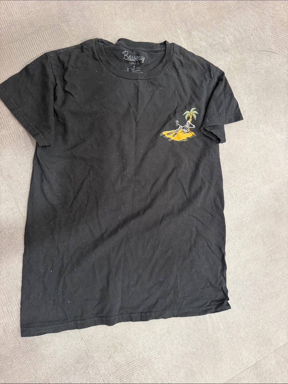Bowery Supply Co. Easy Does It Skeleton Palm Tree Graphic Black T Shirt Small